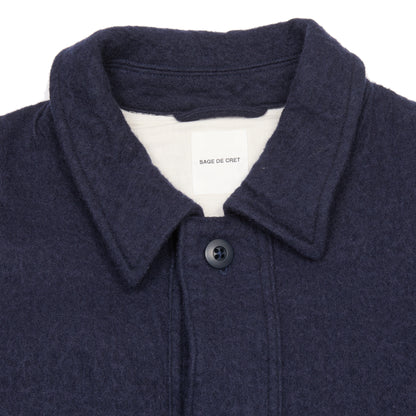 Sage De Cret Washed Twill Shirt Jacket in Navy