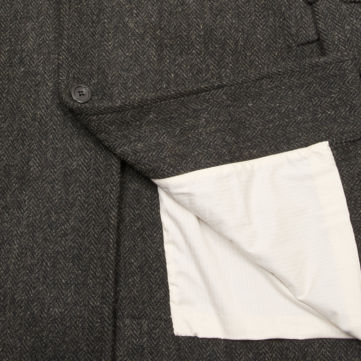 Sage De Cret Harris Tweed Balmacaan Overcoat in Grey Herringbone
