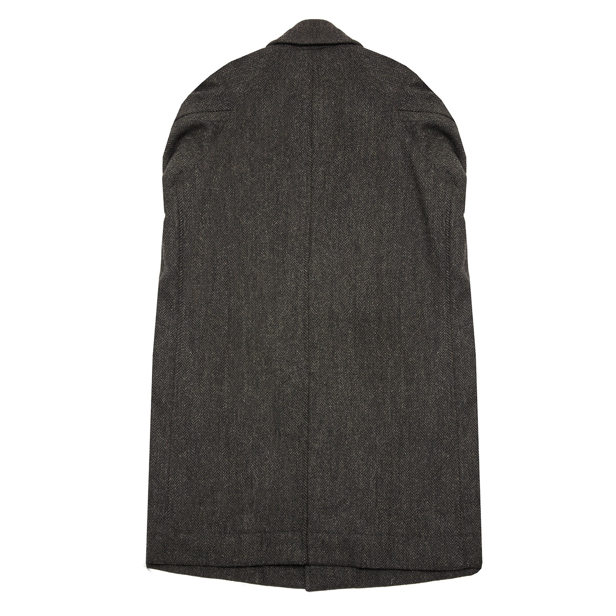 Sage De Cret Harris Tweed Balmacaan Overcoat in Grey Herringbone