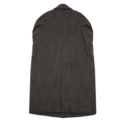 Sage De Cret Harris Tweed Balmacaan Overcoat in Grey Herringbone