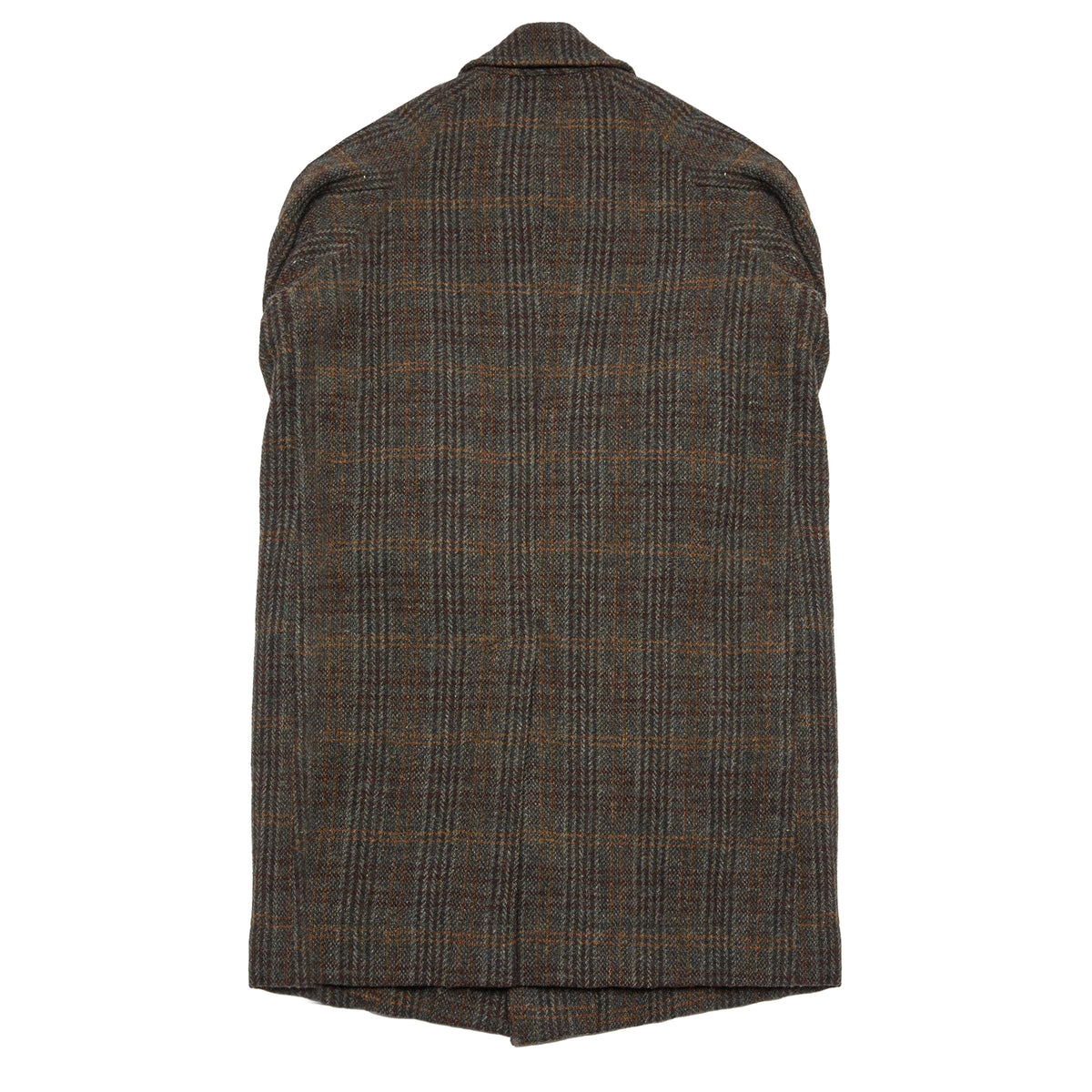Sage De Cret Harris Tweed Balmacaan Overcoat in Dark Green Check