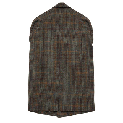Sage De Cret Harris Tweed Balmacaan Overcoat in Dark Green Check