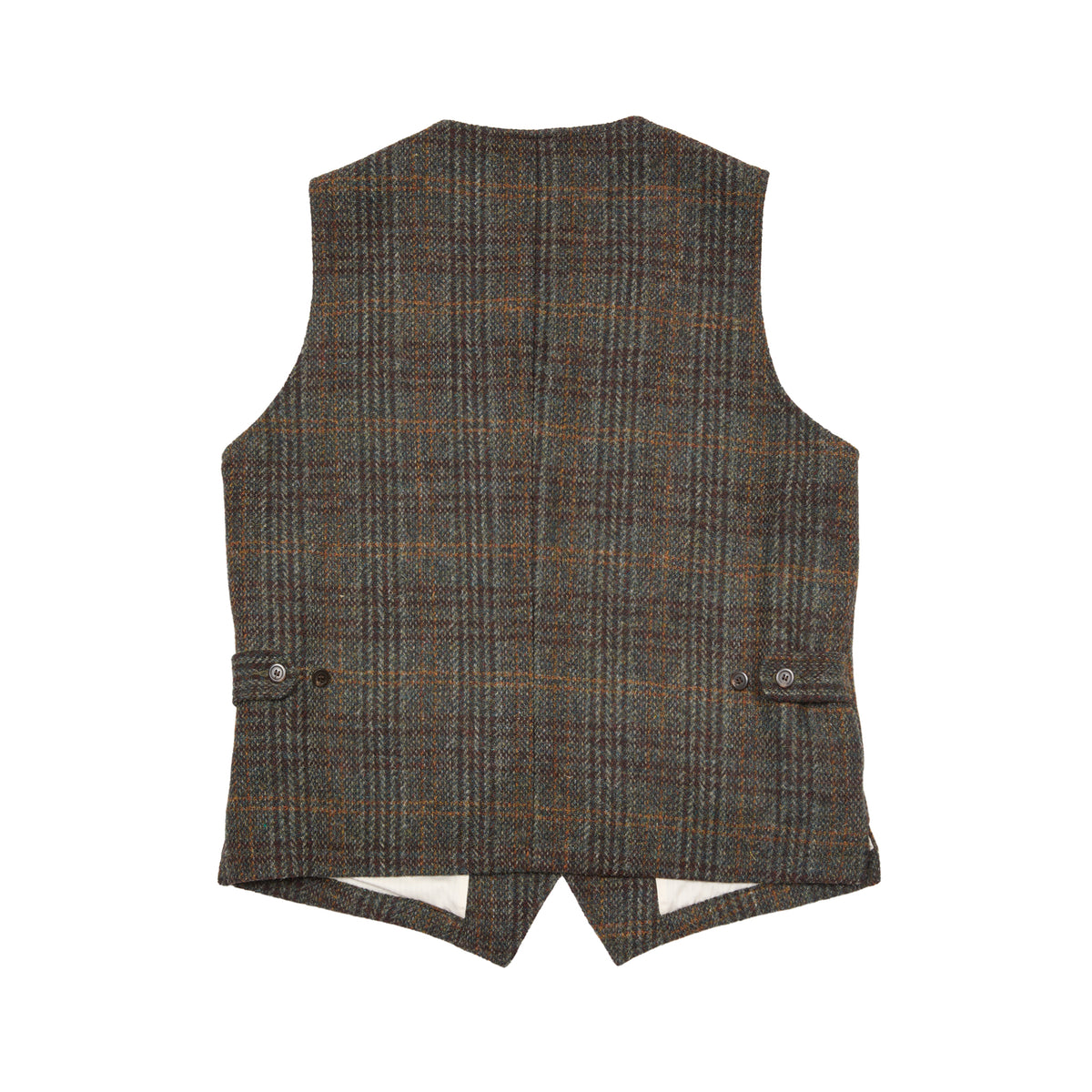 Sage De Cret Harris Tweed Classic Vest in Dark Green Check