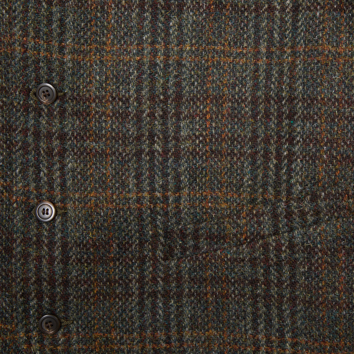 Sage De Cret Harris Tweed Classic Vest in Dark Green Check