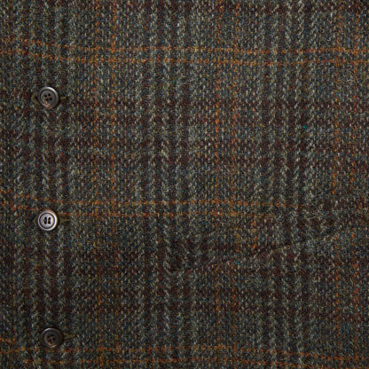 Sage De Cret Harris Tweed Classic Vest in Dark Green Check