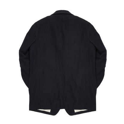 Sage de Cret Wool Linen Serge Tailored Jacket in Navy