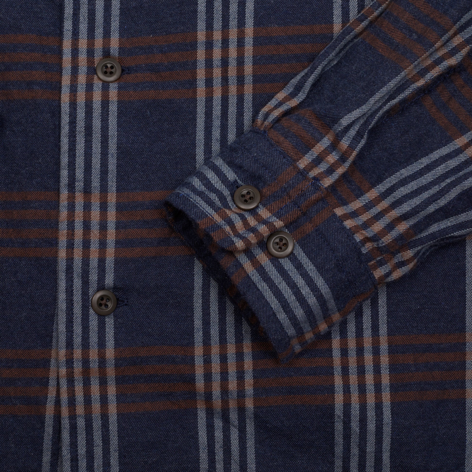 Sage De Cret Cotton Open Collar Shirt in Navy Check