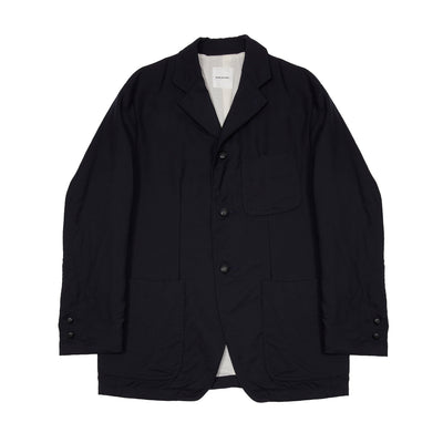 Sage de Cret Wool Hopsack Metal Button Classic Blazer in Navy 1