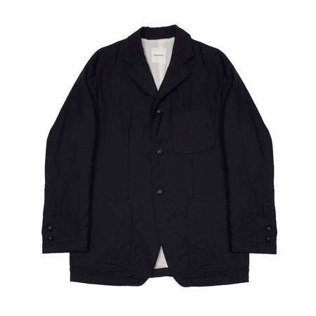 Sage de Cret Wool Hopsack Metal Button Classic Blazer in Navy 1