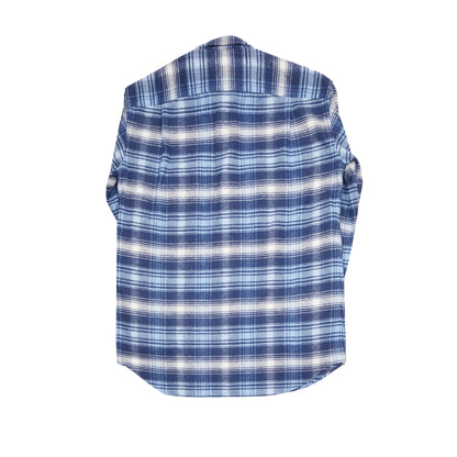 Salvatore Piccolo Mirko Cotton Flannel Overshirt in Blue Check