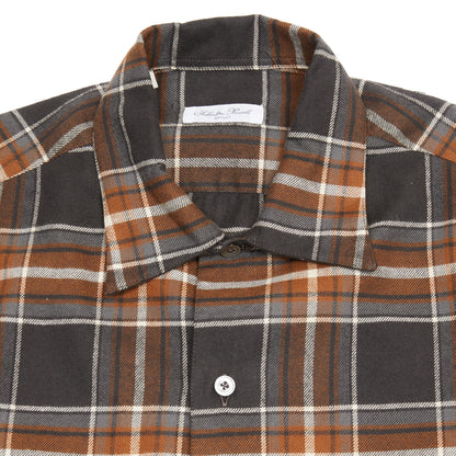 Salvatore Piccolo Justin Shirt in Charcoal/ Rust Check