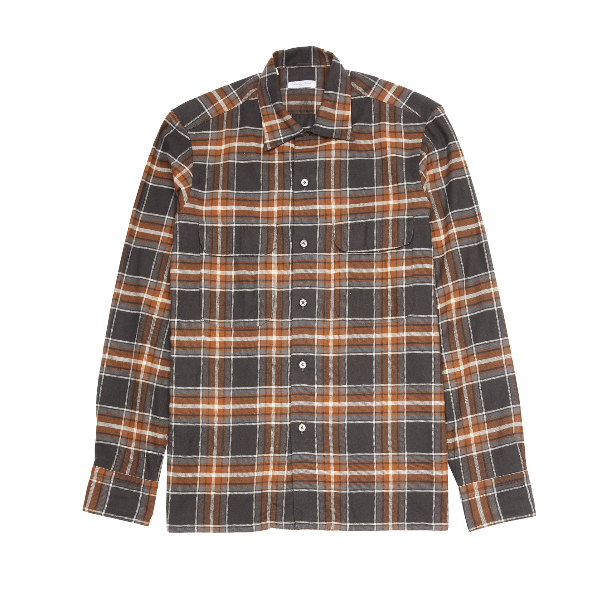 Salvatore Piccolo Justin Shirt in Charcoal/ Rust Check