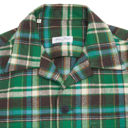 Salvatore Piccolo Vietnam Flannel Overshirt in Green Check