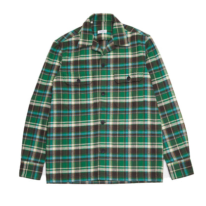 Salvatore Piccolo Vietnam Flannel Overshirt in Green Check