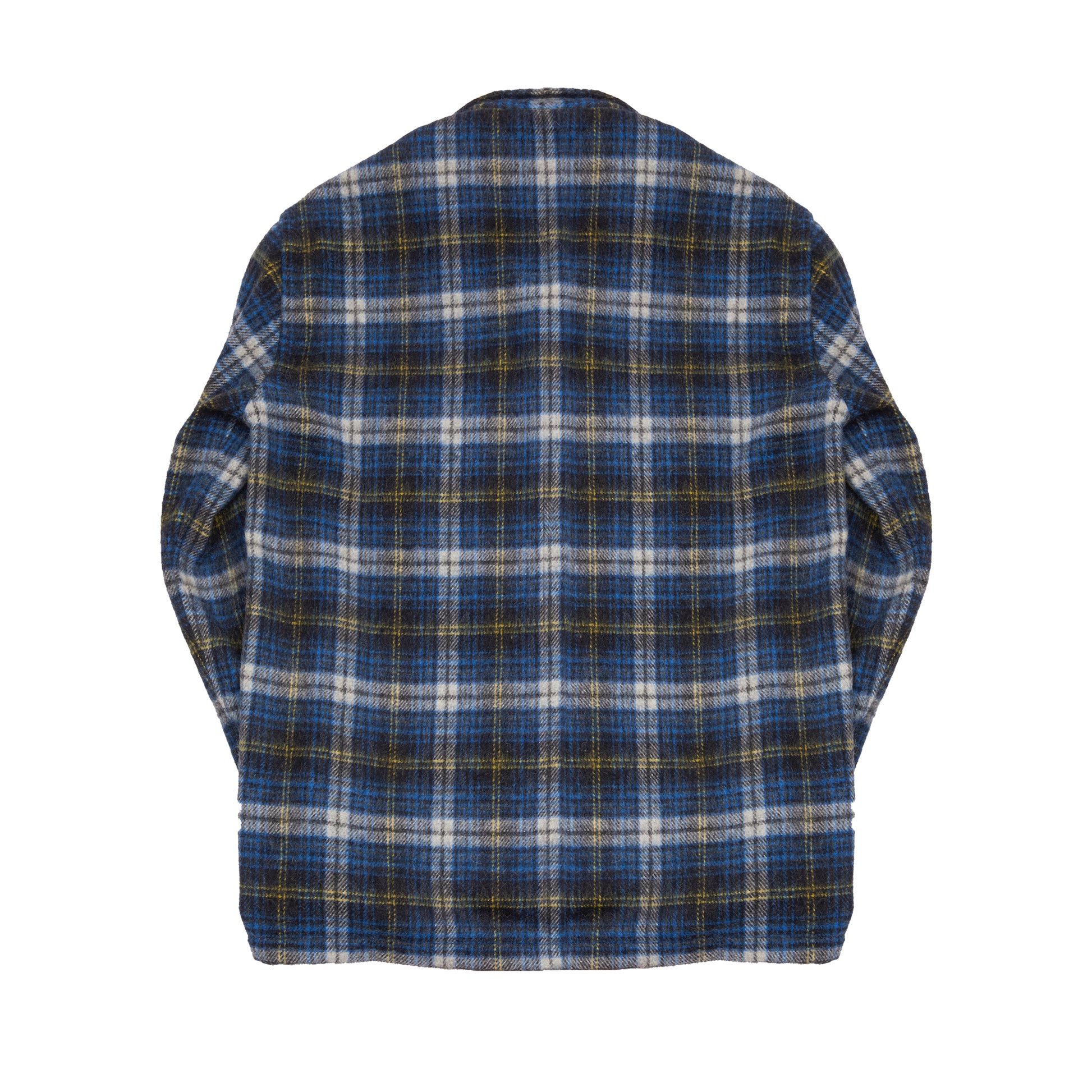 Salvatore Piccolo Vietnam Wool Flannel Overshirt in Blue/ Yellow Check