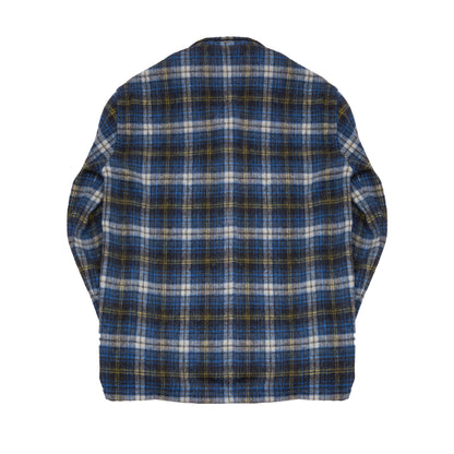 Salvatore Piccolo Vietnam Wool Flannel Overshirt in Blue/ Yellow Check