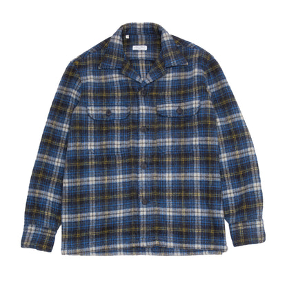 Salvatore Piccolo Vietnam Wool Flannel Overshirt in Blue/ Yellow Check