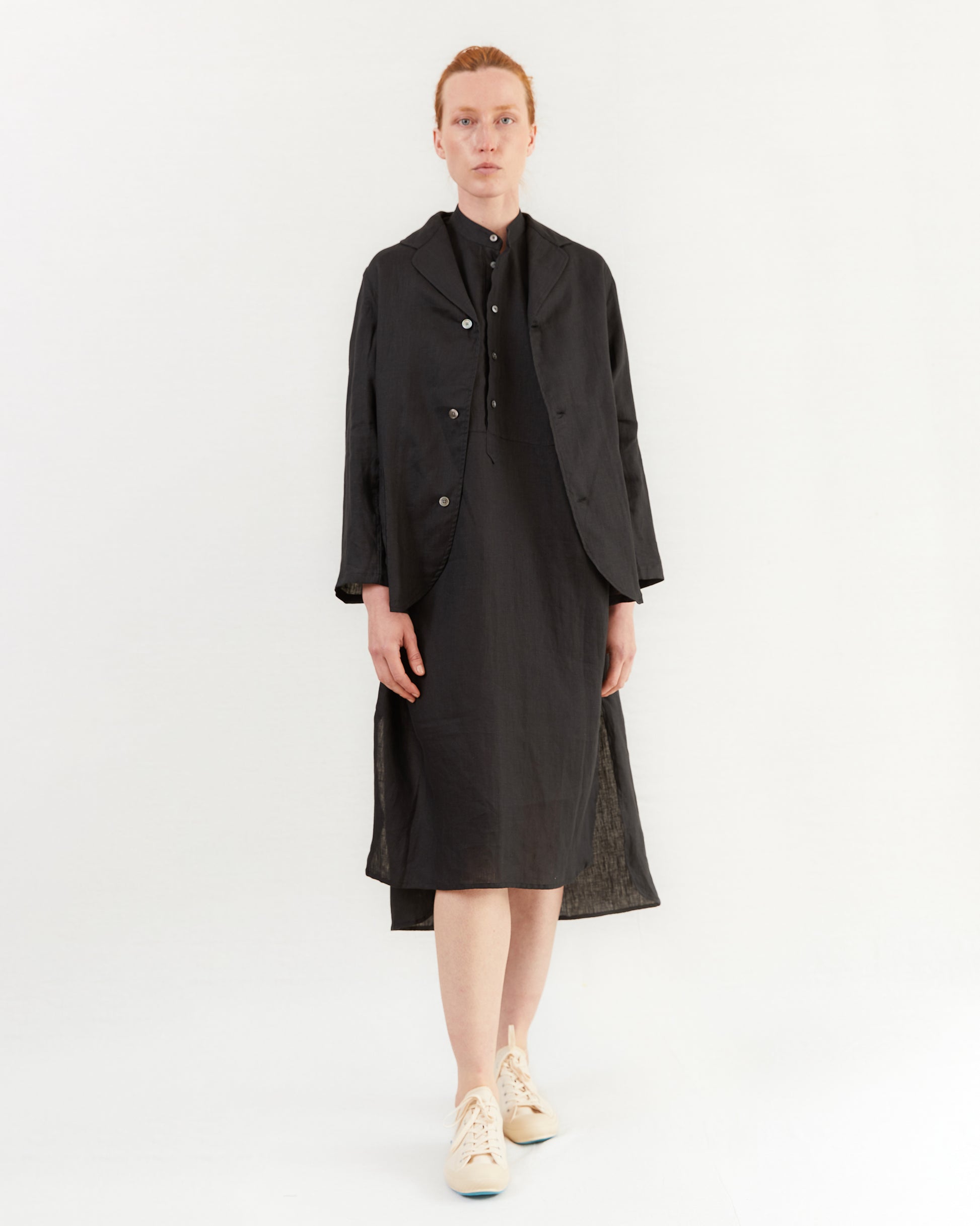Salvatore Piccolo Women's Linen Shirt Jacket in Black