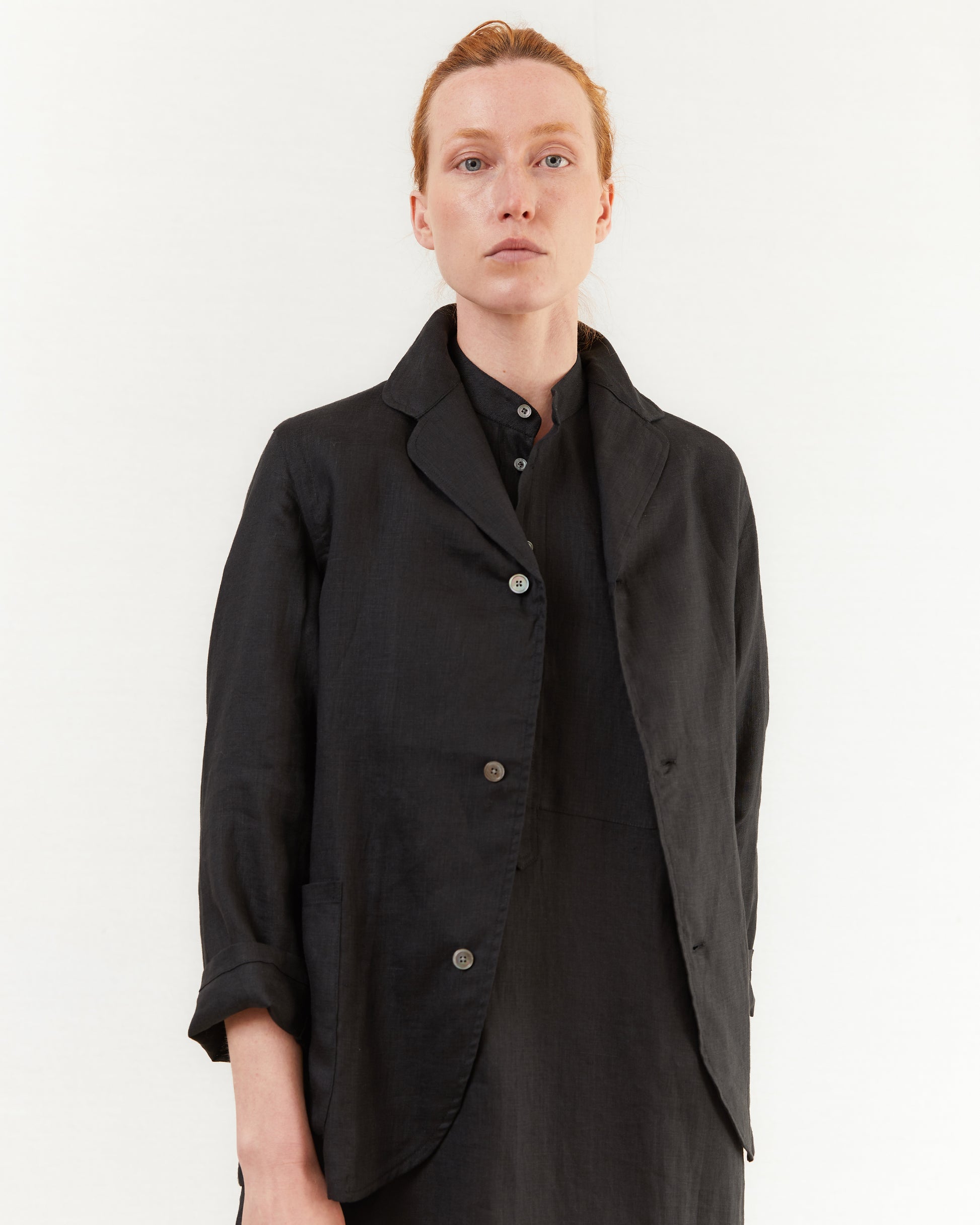 Salvatore Piccolo Women's Linen Shirt Jacket in Black
