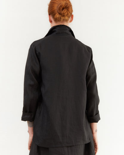 Salvatore Piccolo Women's Linen Shirt Jacket in Black