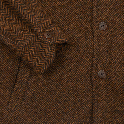 Salvatore Piccolo Bert Wool Overshirt in Brown Herringbone