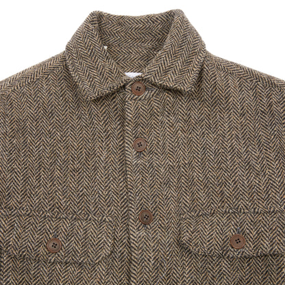 Salvatore Piccolo Zima Wool Overshirt in Grey Herringbone