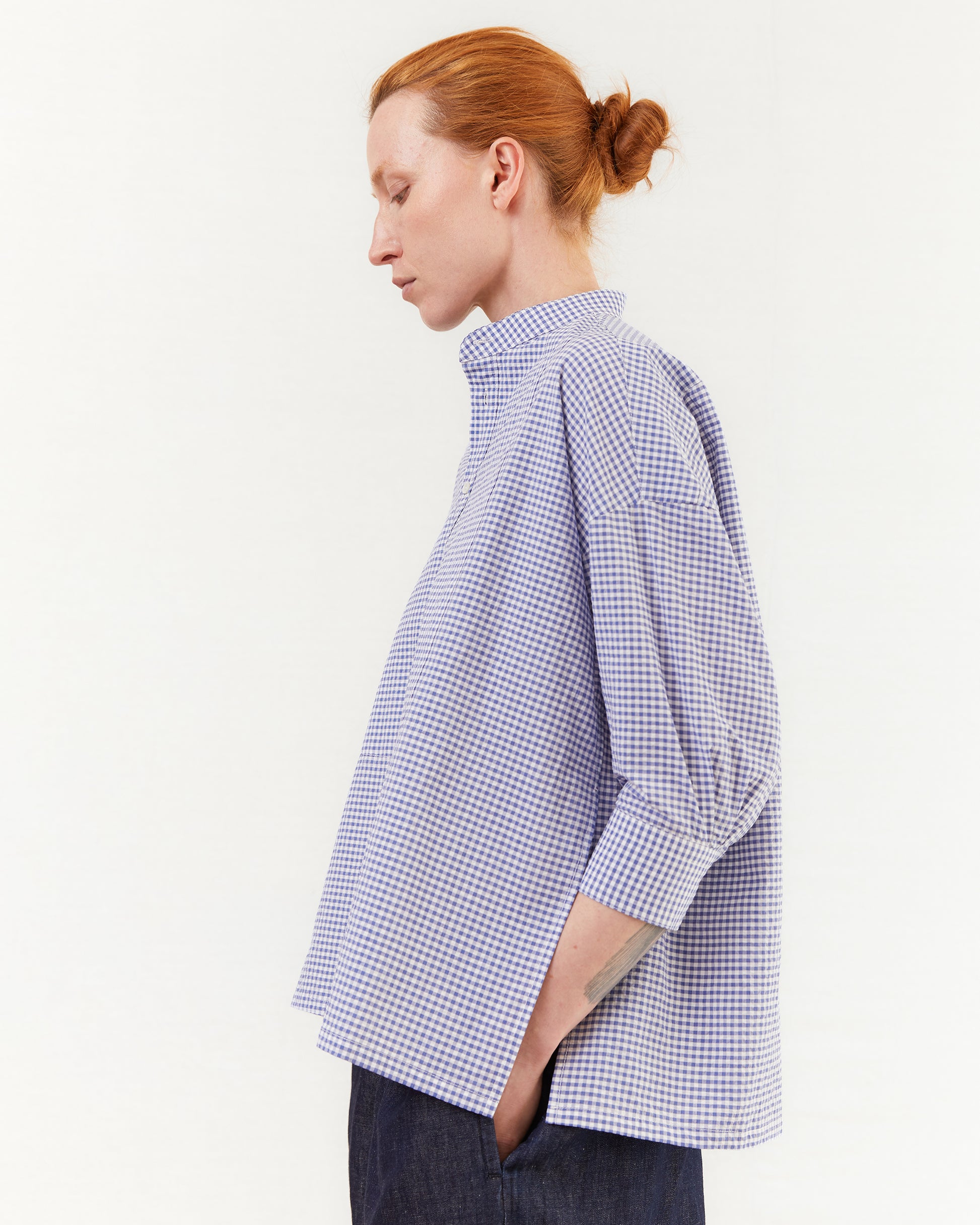 Salvatore Piccolo Women's Tina Shirt in Blue Gingham