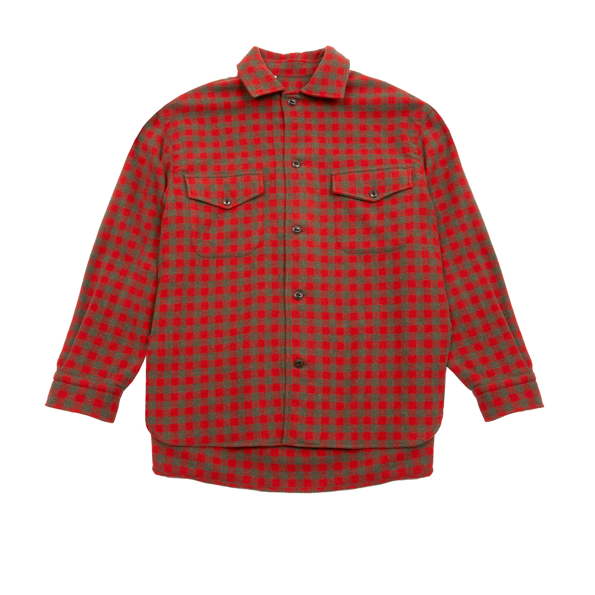 Salvatore Piccolo Women's Giulia Wool Shirt in Red / Khaki Check 1