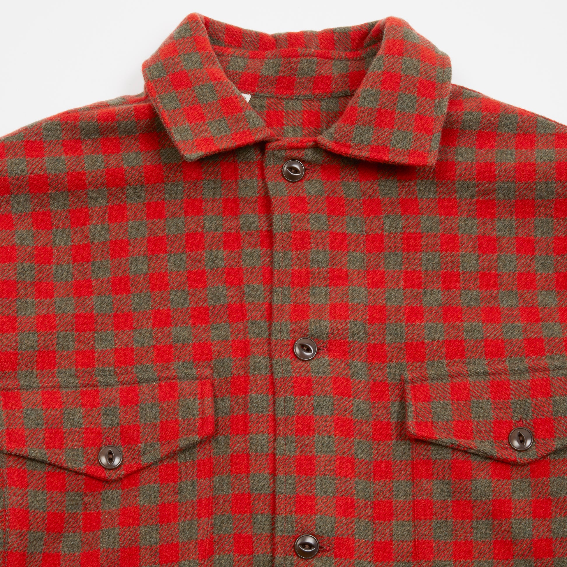 Salvatore Piccolo Women's Giulia Wool Shirt in Red / Khaki Check 2