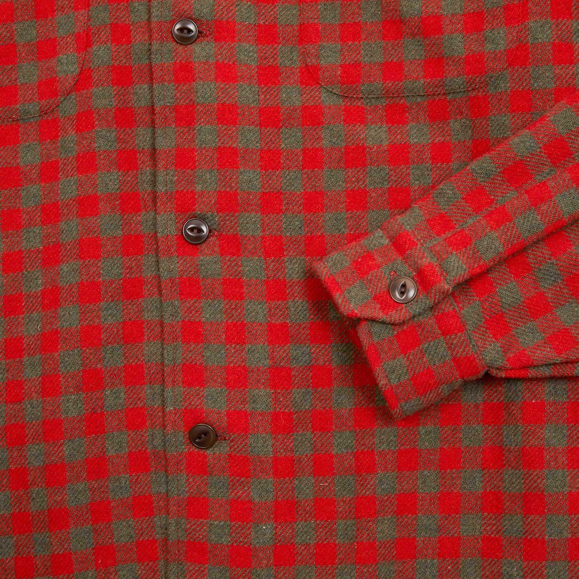 Salvatore Piccolo Women's Giulia Wool Shirt in Red / Khaki Check 3