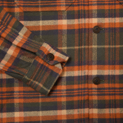 Salvatore Piccolo Vietnam Overshirt in Green-Orange Plaid