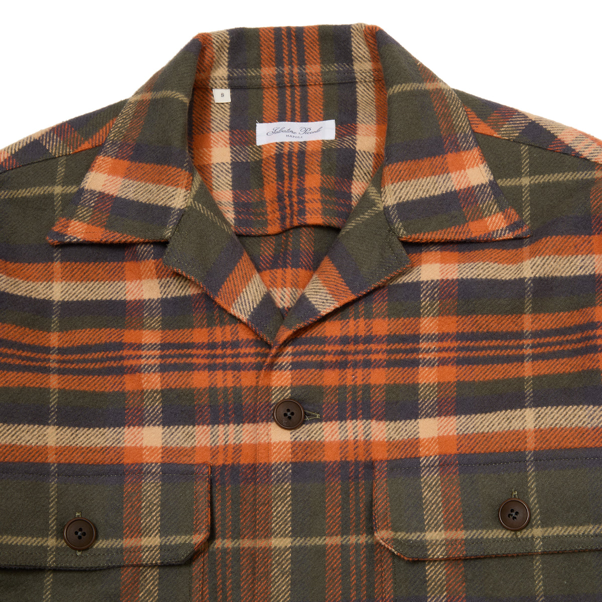 Salvatore Piccolo Vietnam Overshirt in Green-Orange Plaid