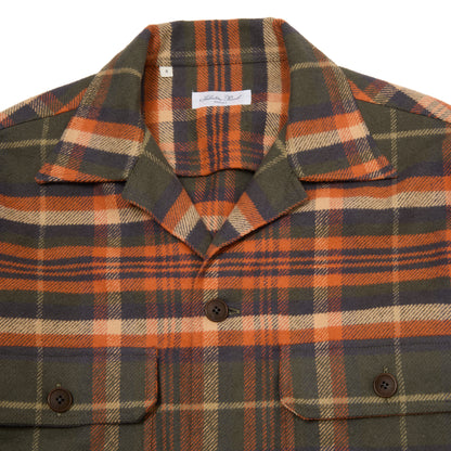Salvatore Piccolo Vietnam Overshirt in Green-Orange Plaid