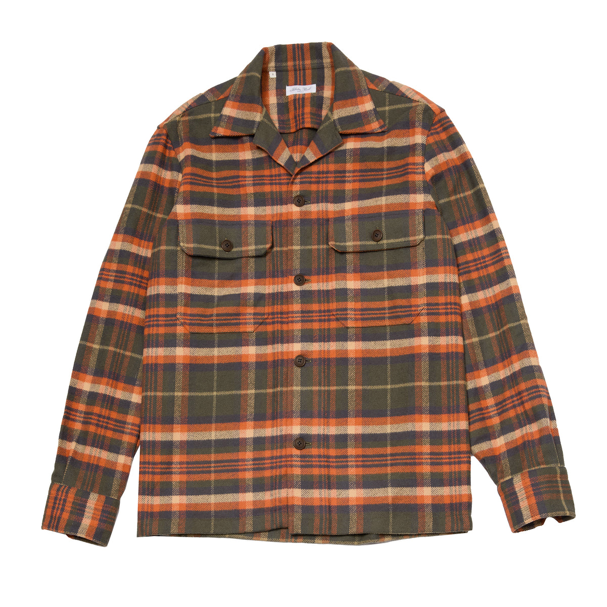 Salvatore Piccolo Vietnam Overshirt in Green-Orange Plaid