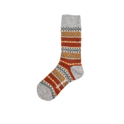Scott Nichol Beck Fairisle Socks in Grey Fleck
