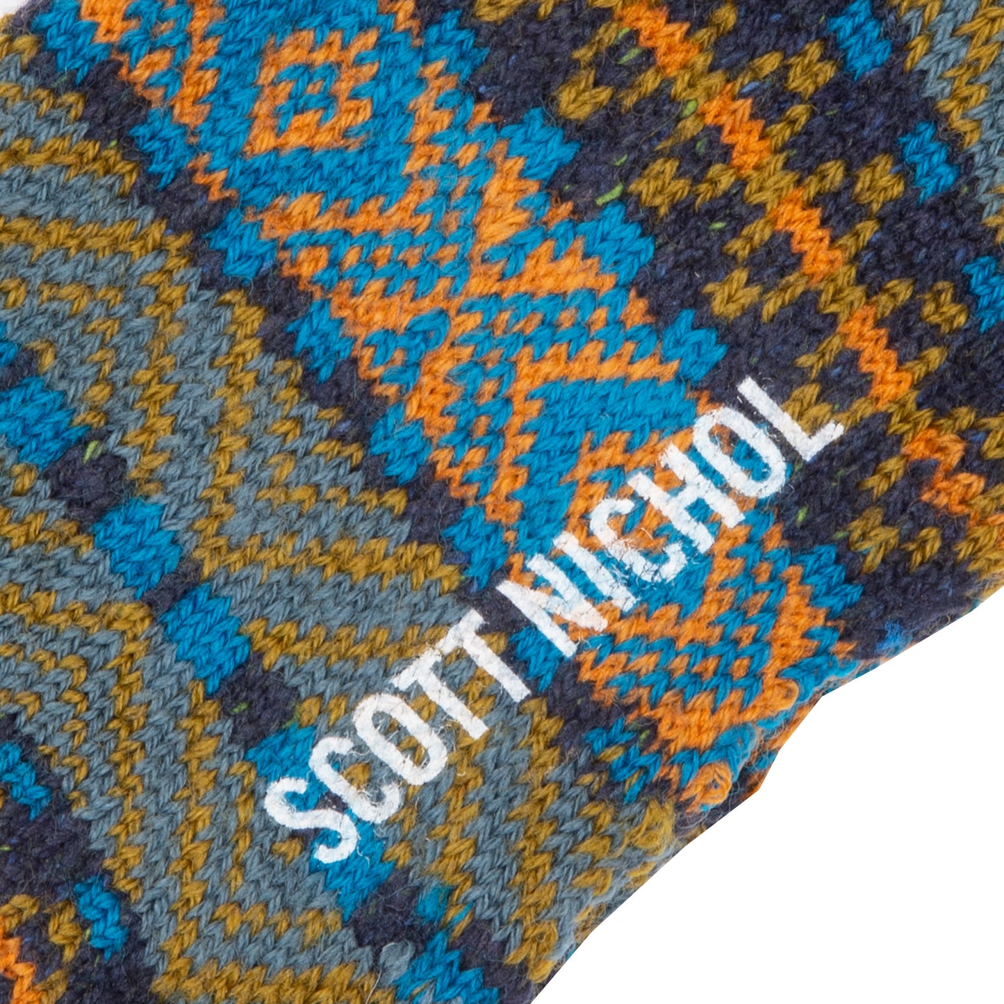 Scott Nichol Beck Fairisle Socks in Navy Fleck