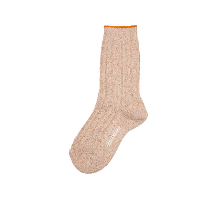 Scott Nichol Women's Blair Wool Cable Knit Socks in Camel Fleck