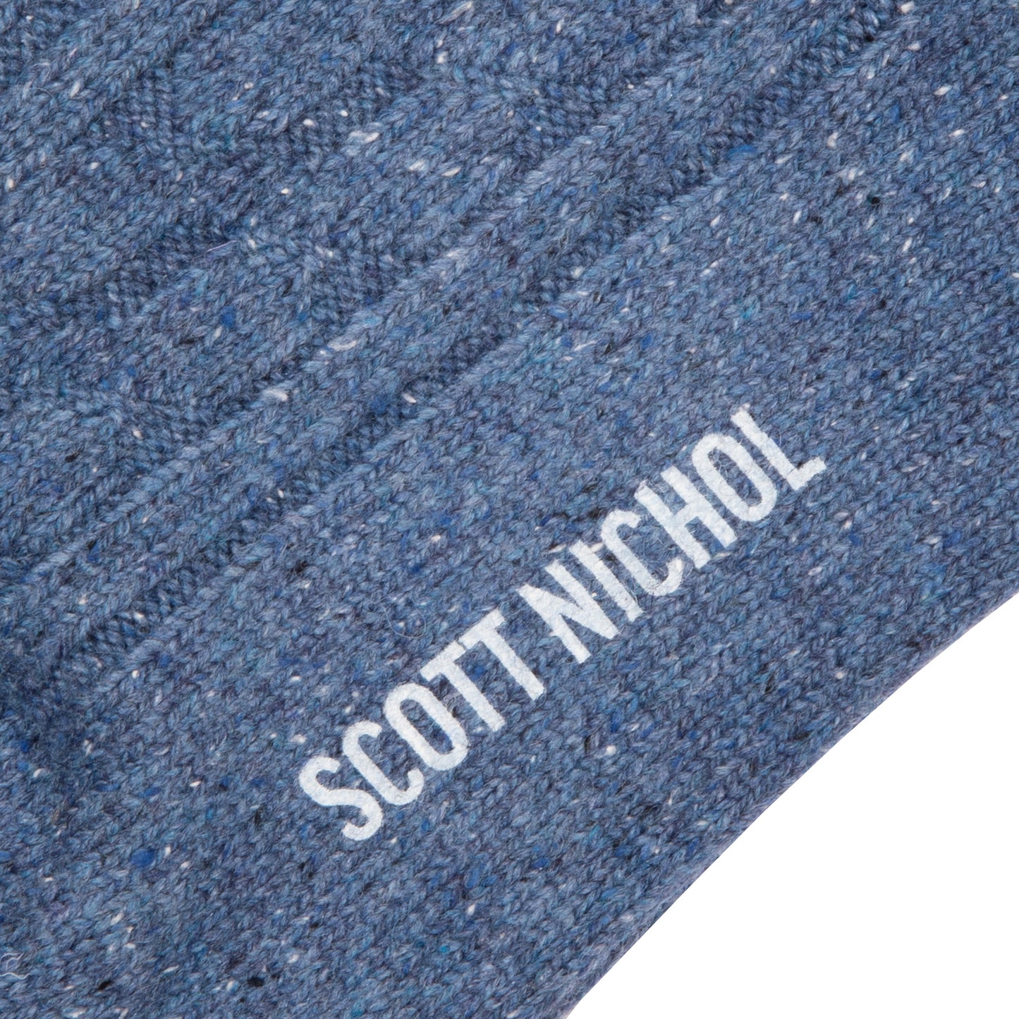 Scott Nichol Women's Blair Wool Cable Knit Socks in Denim Fleck