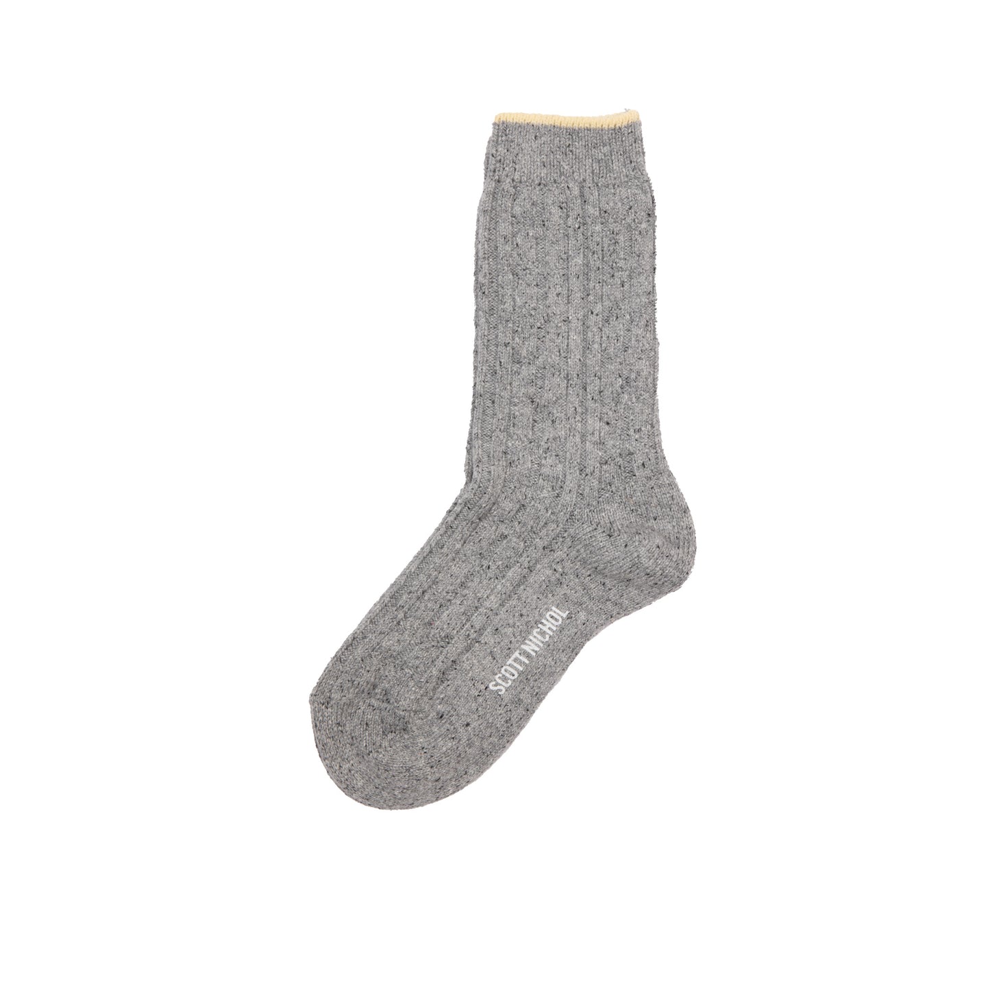 Scott Nichol Women's Blair Wool Cable Knit Socks in Mid Grey Fleck