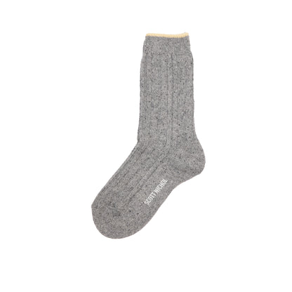 Scott Nichol Women's Blair Wool Cable Knit Socks in Mid Grey Fleck