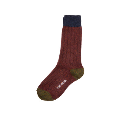 Scott Nichol Thornham Socks in Maroon Fleck