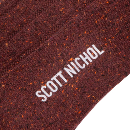 Scott Nichol Thornham Socks in Maroon Fleck