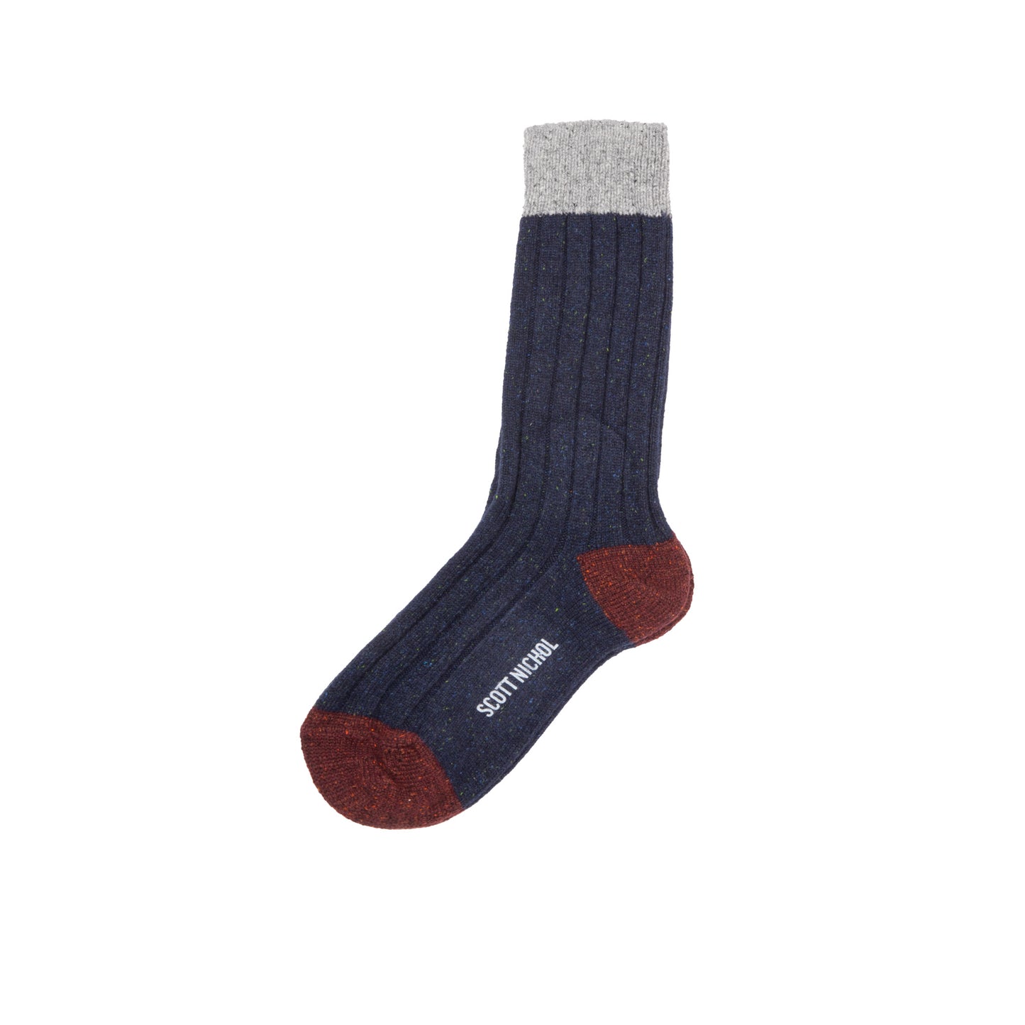 Scott Nichol Thornham Socks in Navy Fleck