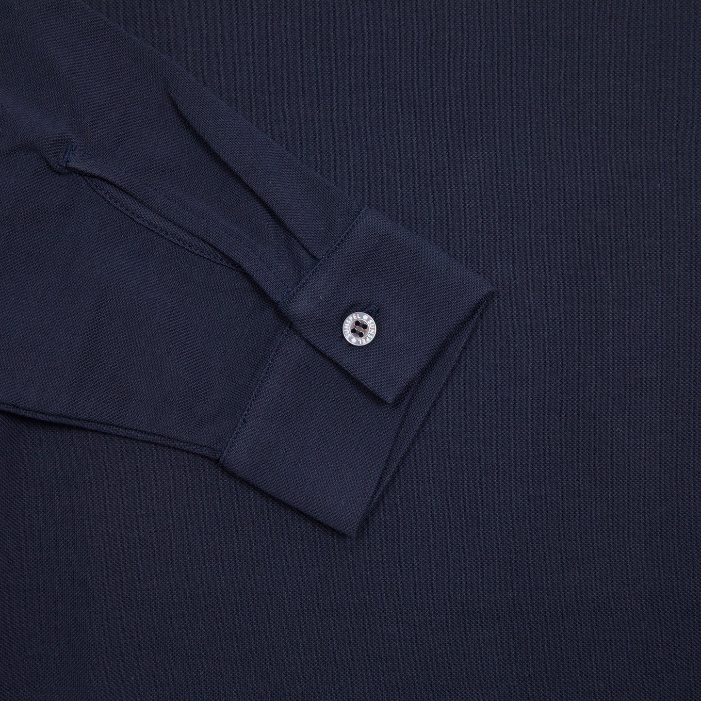 Sunspel Long Sleeve Piqué Polo Shirt in Navy 3