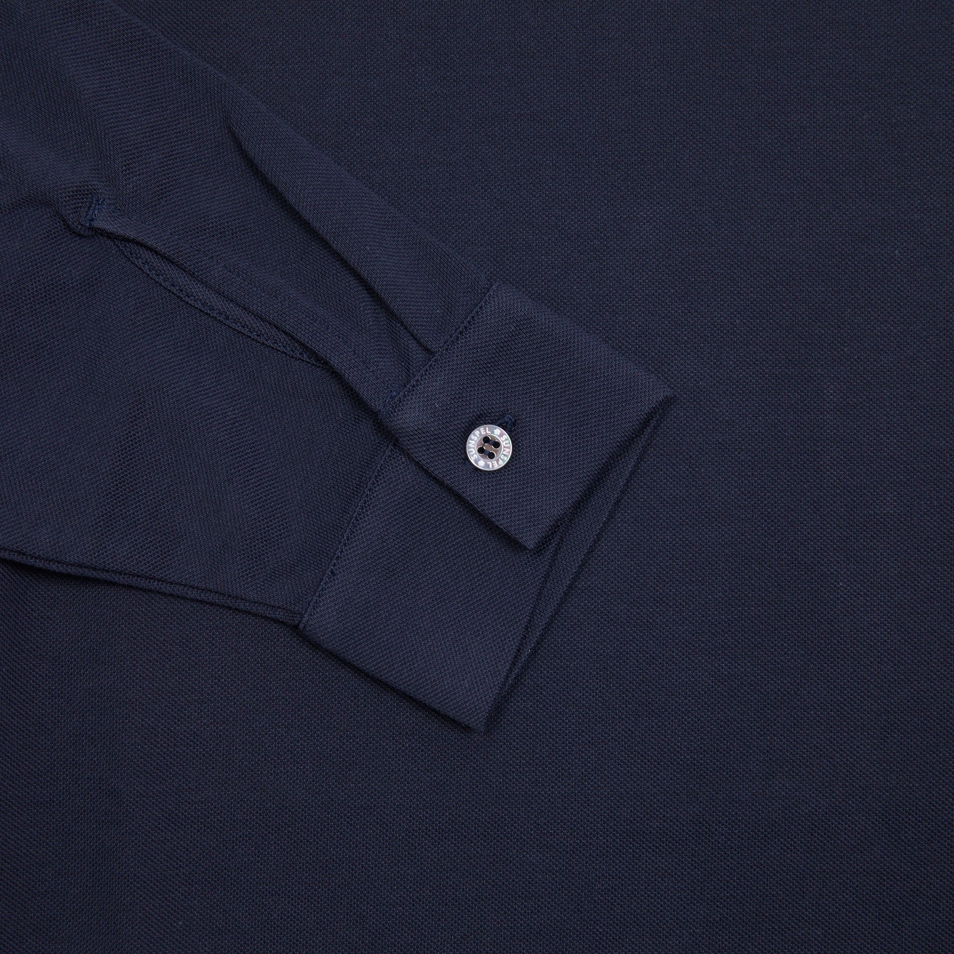 Sunspel Long Sleeve Piqué Polo Shirt in Navy 3