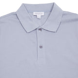 Sunspel Piqué Polo Shirt in Smoke Blue 2