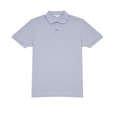 Sunspel Piqué Polo Shirt in Smoke Blue