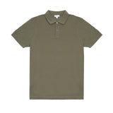 Sunspel Piqué Polo Shirt in Khaki