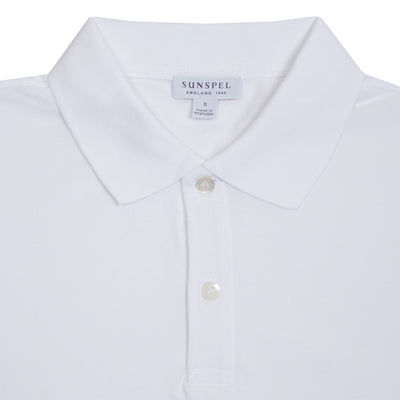 Sunspel Piqué Polo Shirt in White