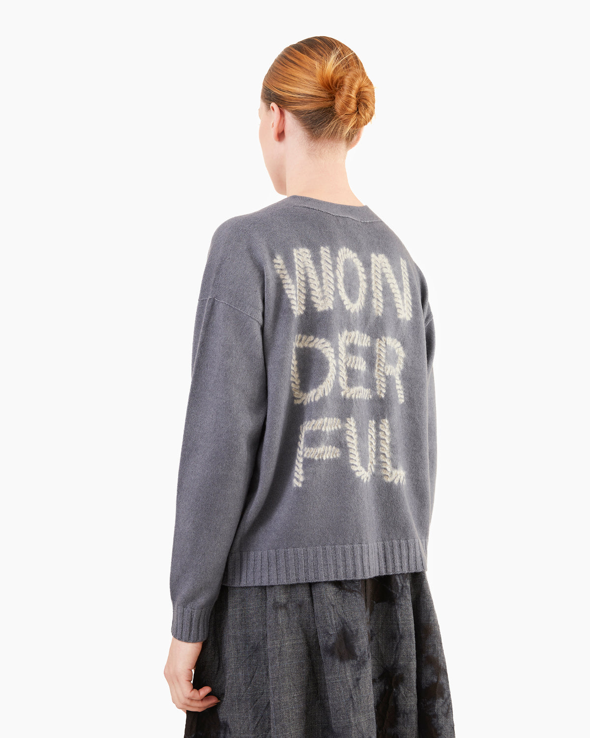 Suzusan Seamless Short Cardigan in Silver-Grey Shibori